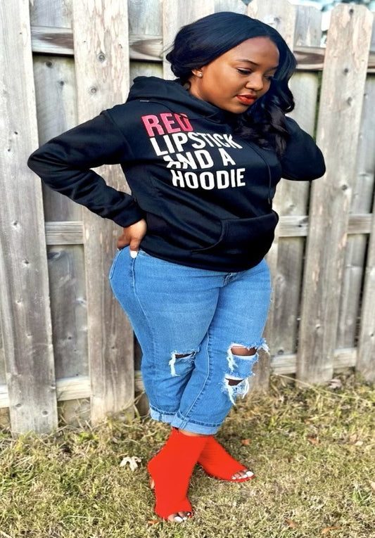 "Red Lipstick & a Hoodie" Pullover